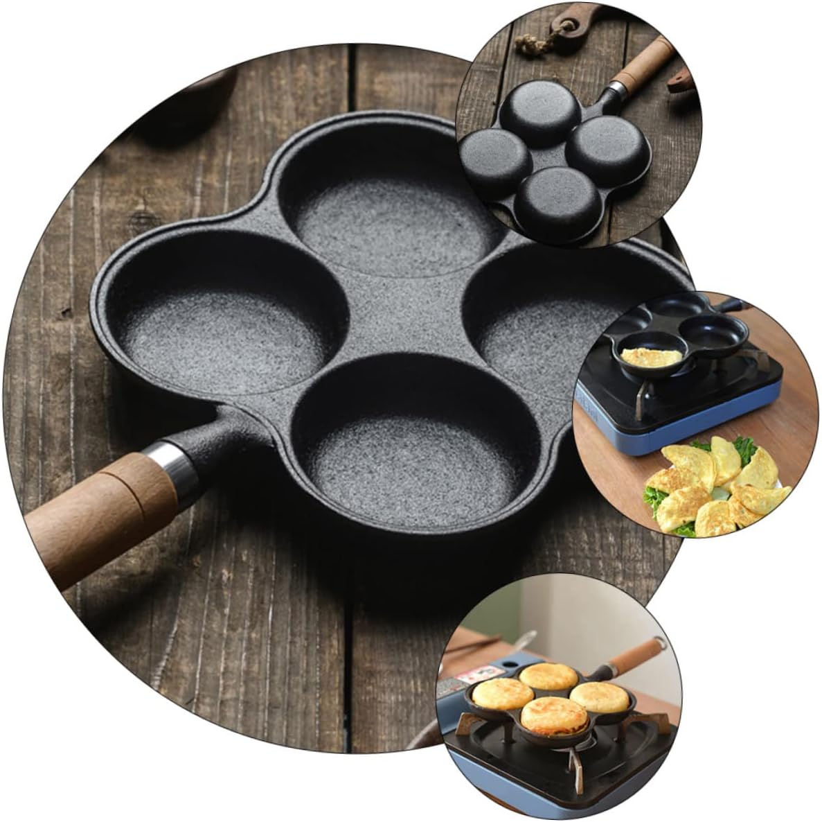 Ciieeo 1pc Induction Frying Pan Omelet Pan Handle Hole Non-stick Burger Egg Scrambler Kitchen Tool