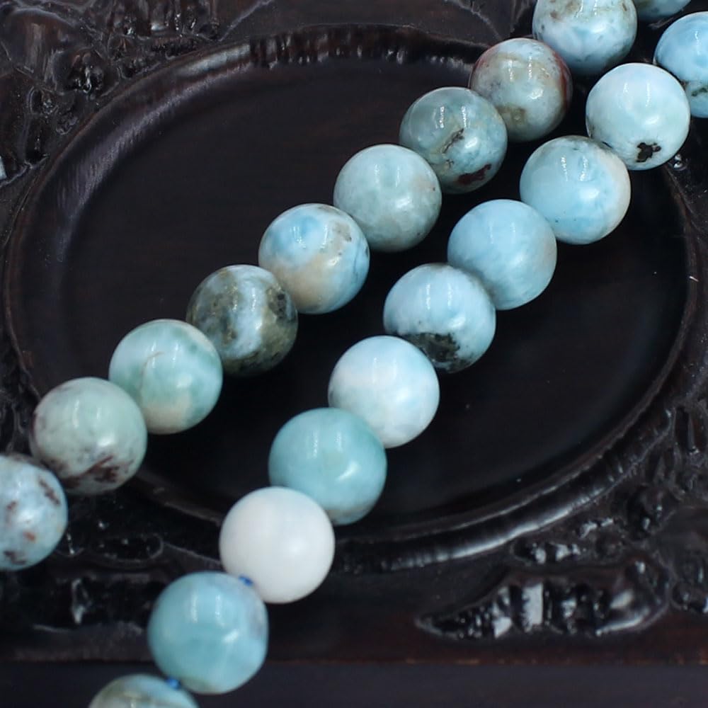 SR BGSJ Jewelry Making Craft Natural 8mm Round AA Grade Larimar Gemstone Loose Beads Strand 15"
