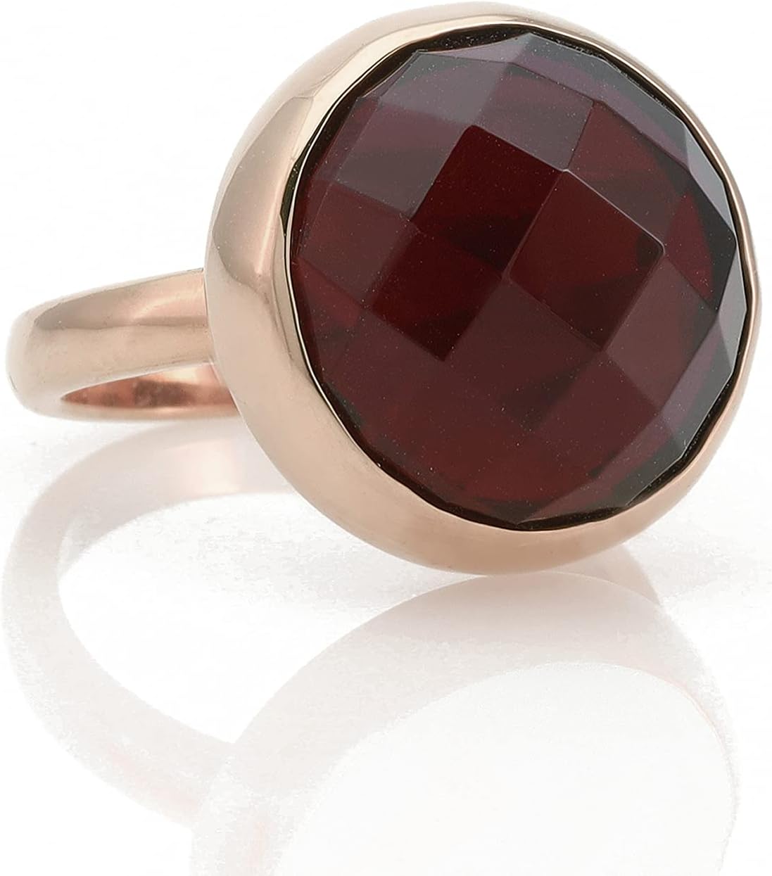 Delicate Garnet Stackable Ring - Round Bezel Set January Birthstone in 14k Gold - Minimalist Statement Jewelry for Women