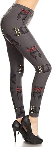 Leggings Depot Leggings de cintura alta a cuadros y estampado animal para mujer, regular, Plus, 1X3X, 3X5X