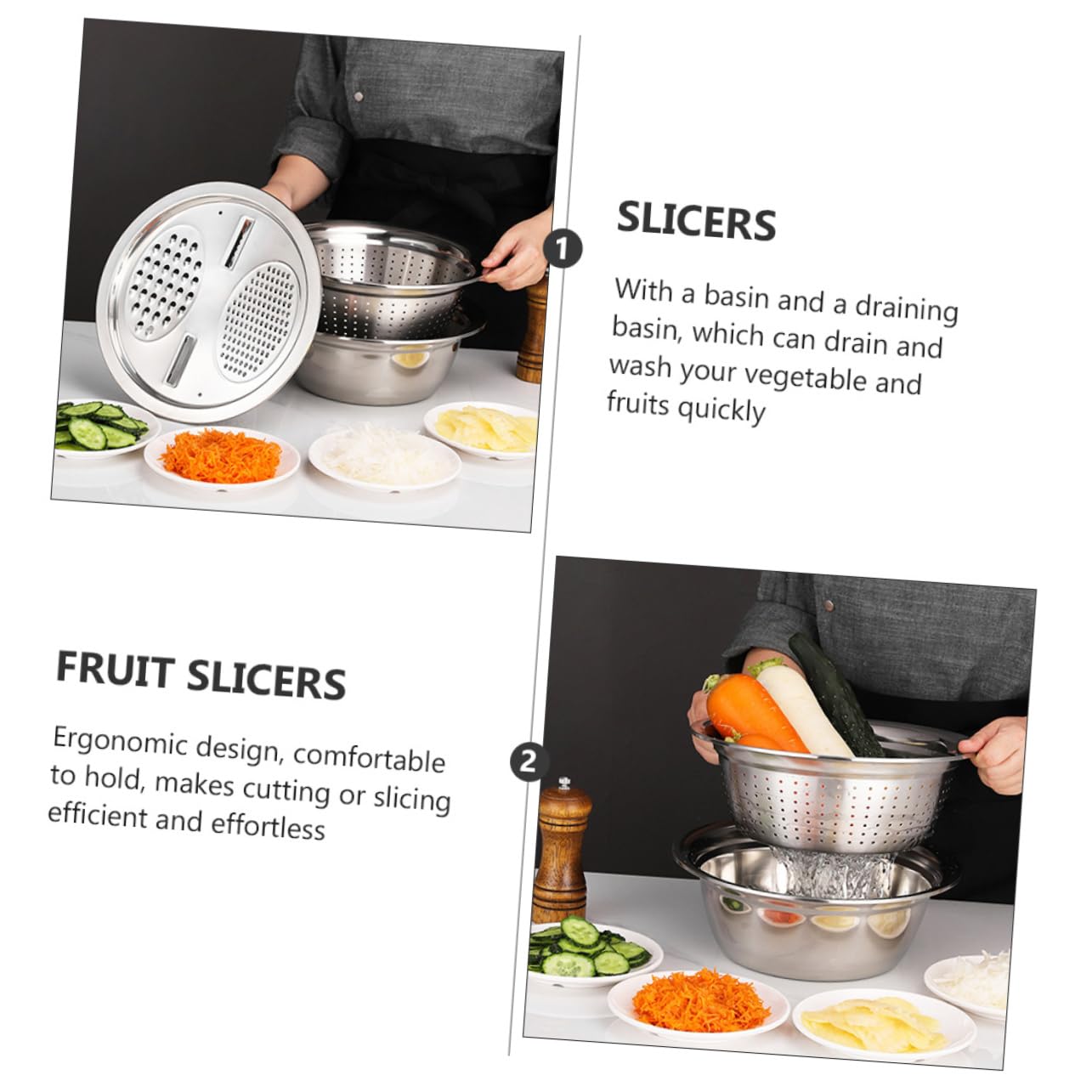 Ciieeo Trimmer Multiuso Bacinella in Acciaio Inox Resistente Grattugia da Cucina Bacinella per Cucinare Utensili per Preparazione Cibi