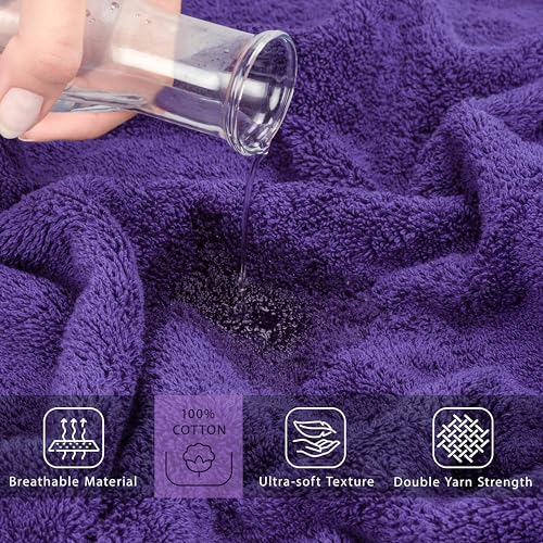 Cotton Paradise Übergroßes Badetuch, 100% Baumwolle, 40 x 80 cm, türkisches extra großes Badetuch für Badezimmer, lila Badetuch – Ansicht 4