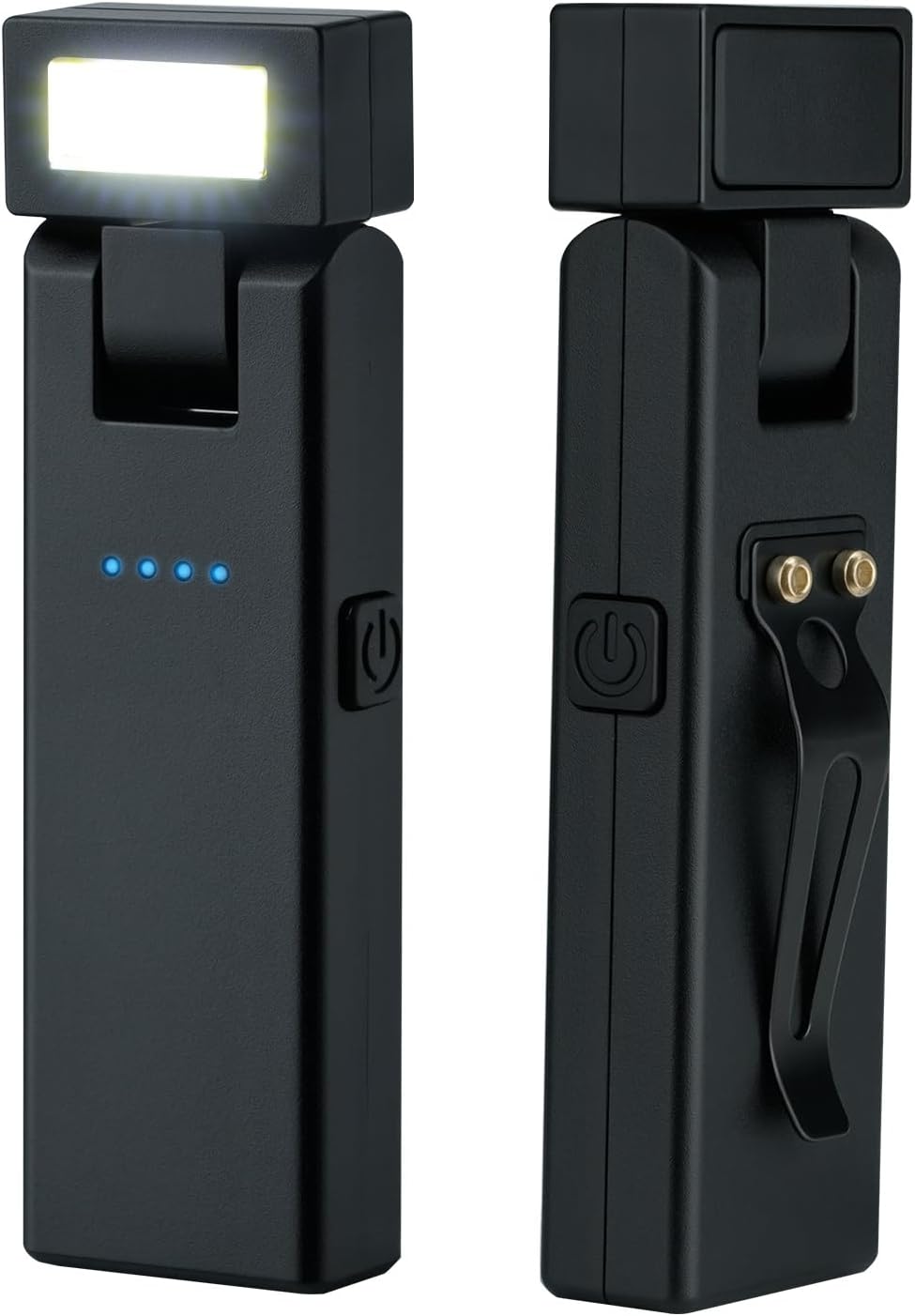 Mcbazel 2 Pack Magnetic Work Mild, Rotating Rechargeable Transportable LED COB Mild with Clip-On Design, 3 Lighting Modes Flashlight for Automotive Restore, Tenting, Work and Emergency