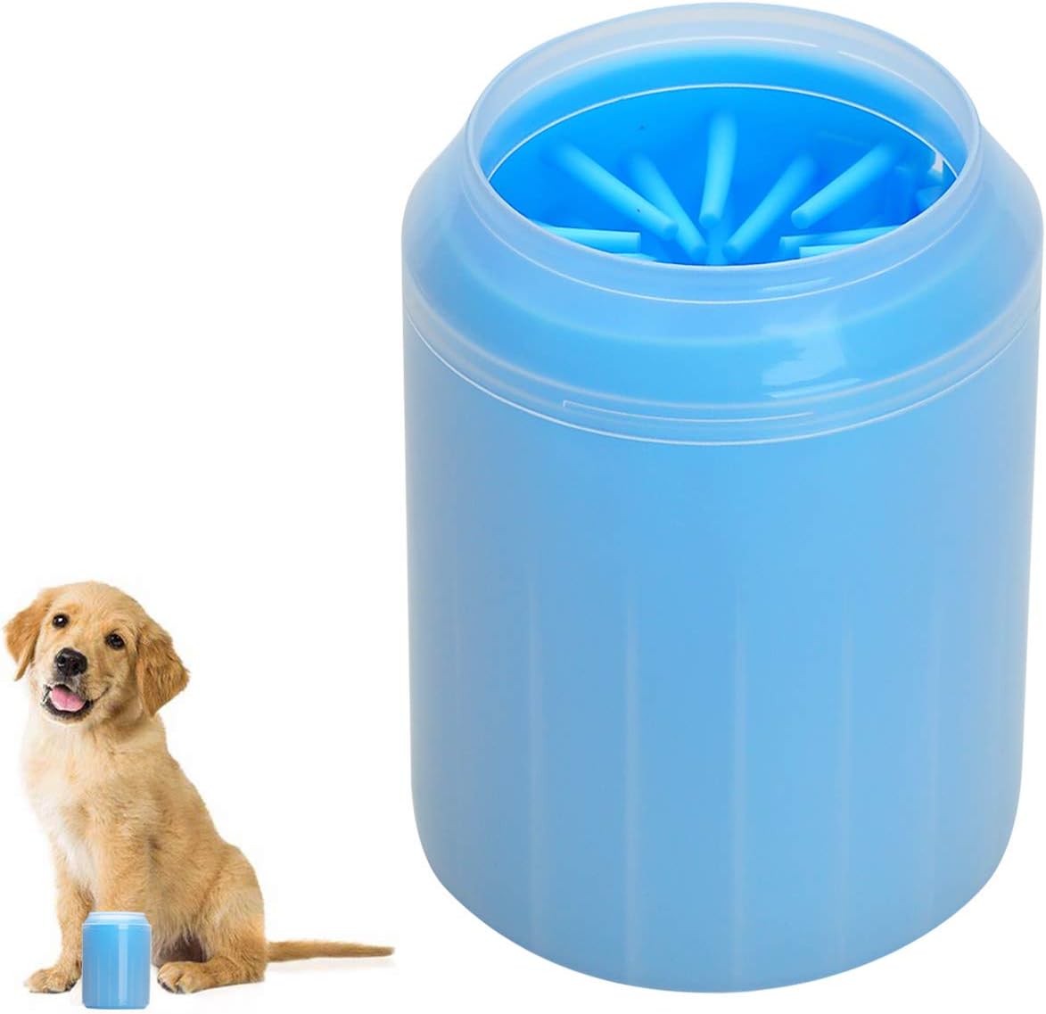 TOWEARDog Paw Cleaner, Dog Cat Puppy Pet Paw Cleaner, Portable Detachable Silicone Pet Cleaning Brush Cup, Dog Foot Washer for Dog Cat Massage Grooming Dirty Claws (M, Blue)