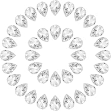 MECCANIXITY 50 Pcs Crystal AB Pointed Back Rhinestones 6x8mm Teardrop Gems
