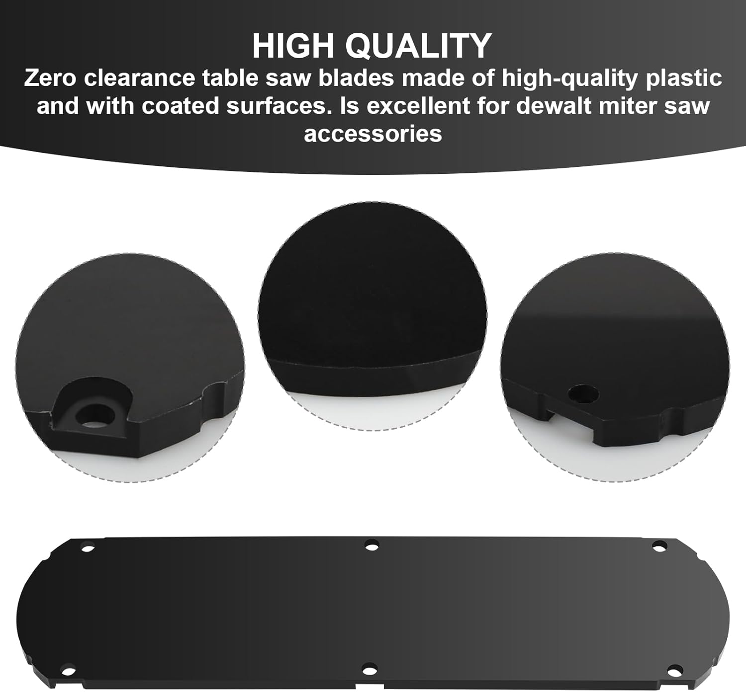 DW-1 Zero Clearance Insert Compatible with DeWalt Miter Saws DW703, DW704, DW705, DW706, DW713, DW715 & DW716 - Solid Blank Throat Plate for Tear-Out Reduction & Precision Cutting