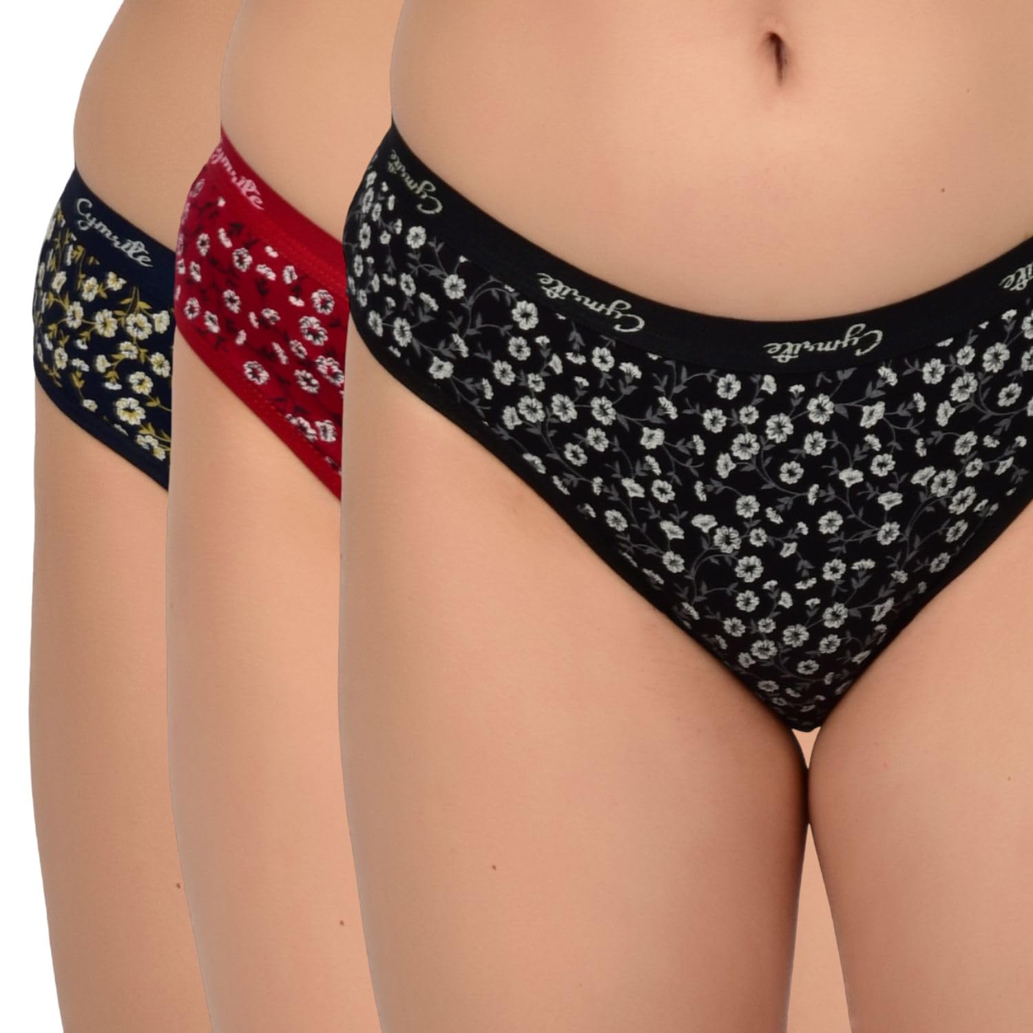 cymrite Printed Cotton Panty Combo Set of 3 for Women | Soft Stretchable Skin Friendly Brief Panties for Ladies | Hipster Panty Underwear-picture-34
