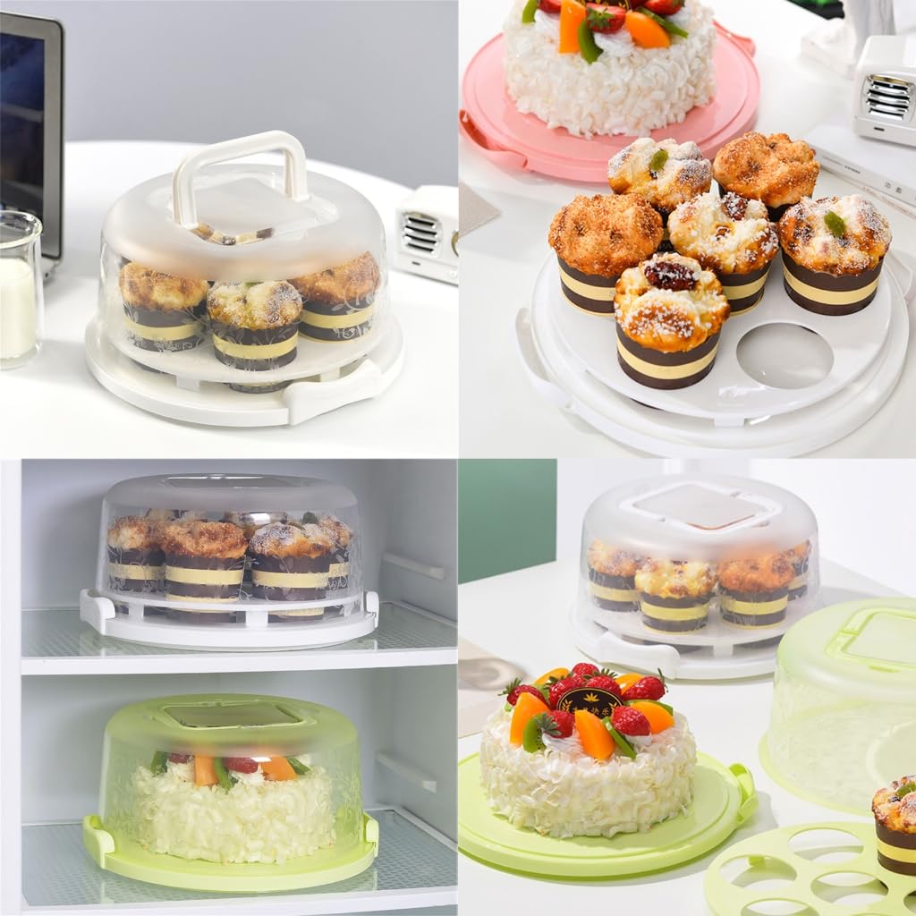 Vdaxvme Cake Storage Box With Covers Handle Unique Container For Cakes Cup cakes And Desserts in Travel