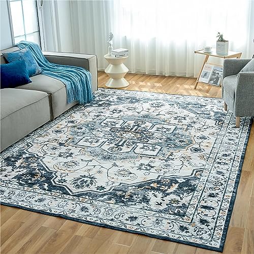 OIGAE Washable Rug 5x7, Vintage Medallion Area Rugs