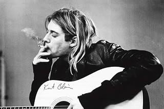 Kurt Cobain Memorial Guitar Cigarette Rock Music Poster 24 x 36 inches