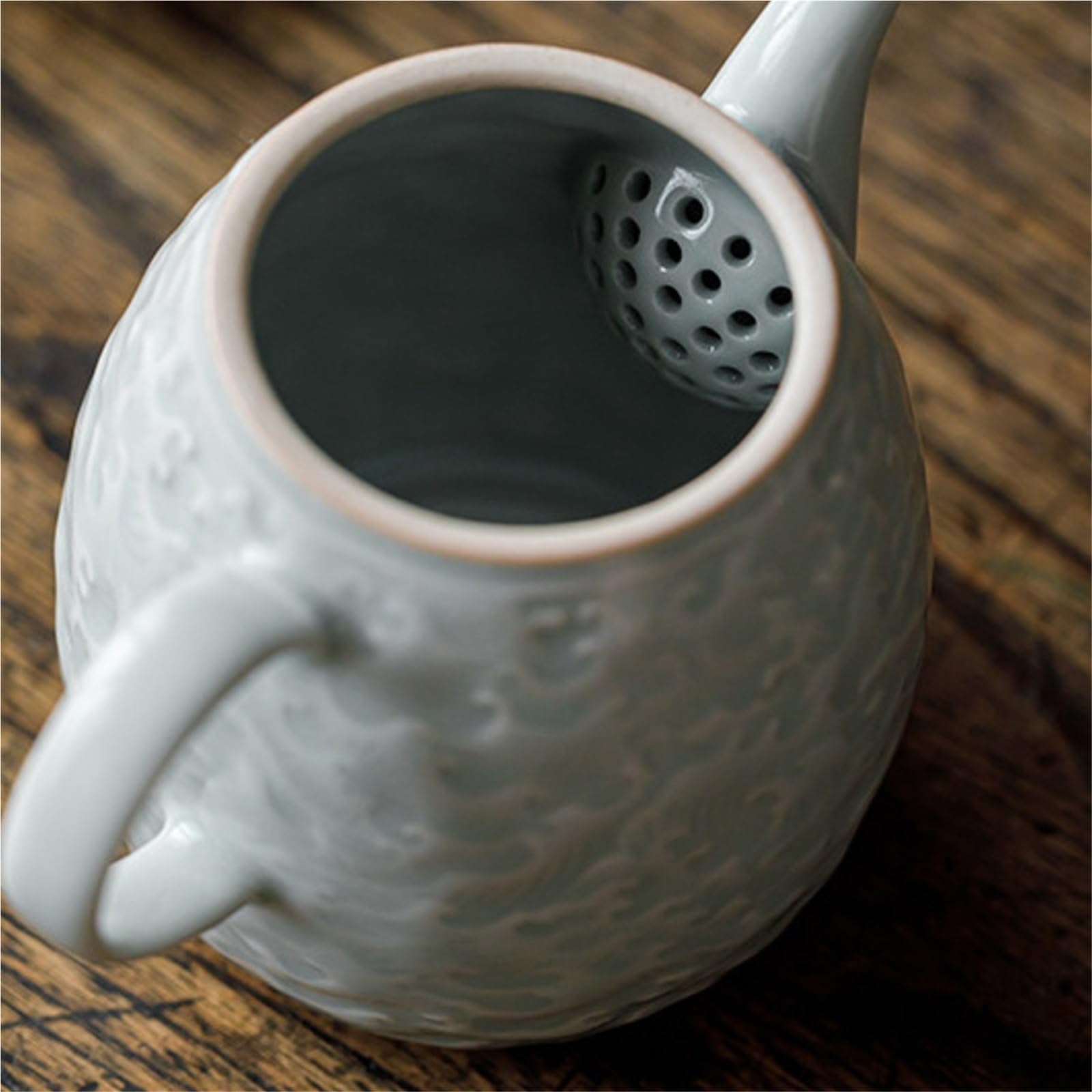 Theiere Théière en céramique bleu ciel Ru Kiln Relief avec filtre, infuseur à thé, théière en porcelaine
