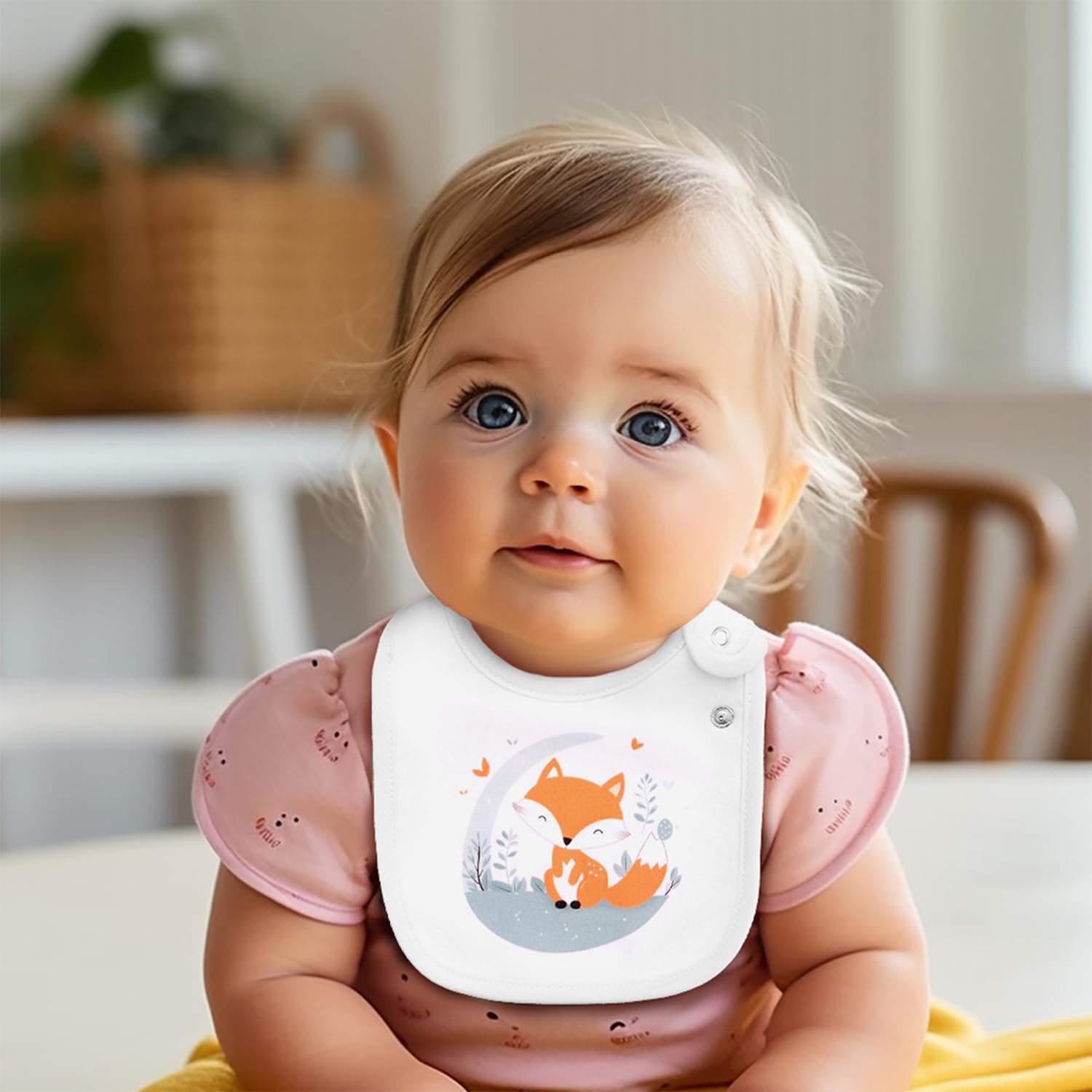Paquetes de 6 Baberos Impermeables de Algodón para Bebés Niñas y Niños para Babear Comer con Broches