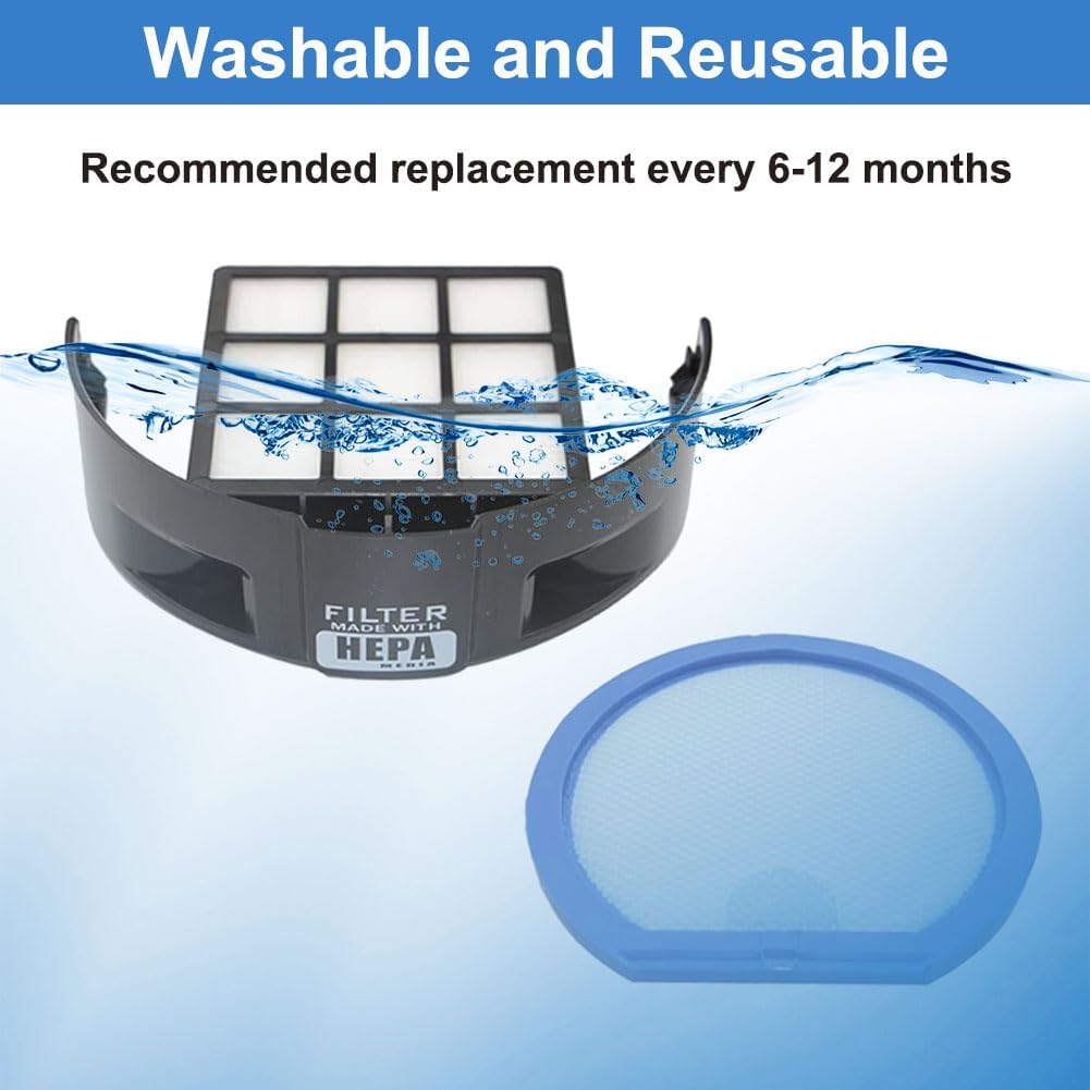 4 Pack Vacuum Filter Set Compatible with Hoover T-Series WindTunnel Bagless Upright Vacuum, Replaces Parts #303173001 & #303172002, 2 Washable Filters+ 2 HEPA Cartridge Filters+ 1 Cleaning Brush