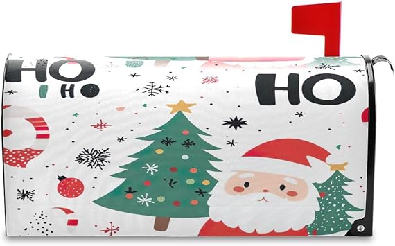 Christmas Hoho Spring Mailbox Cover Magnetic Post Letter Box Wraps for Garden Yard Standard Size 20.8" x25.4"