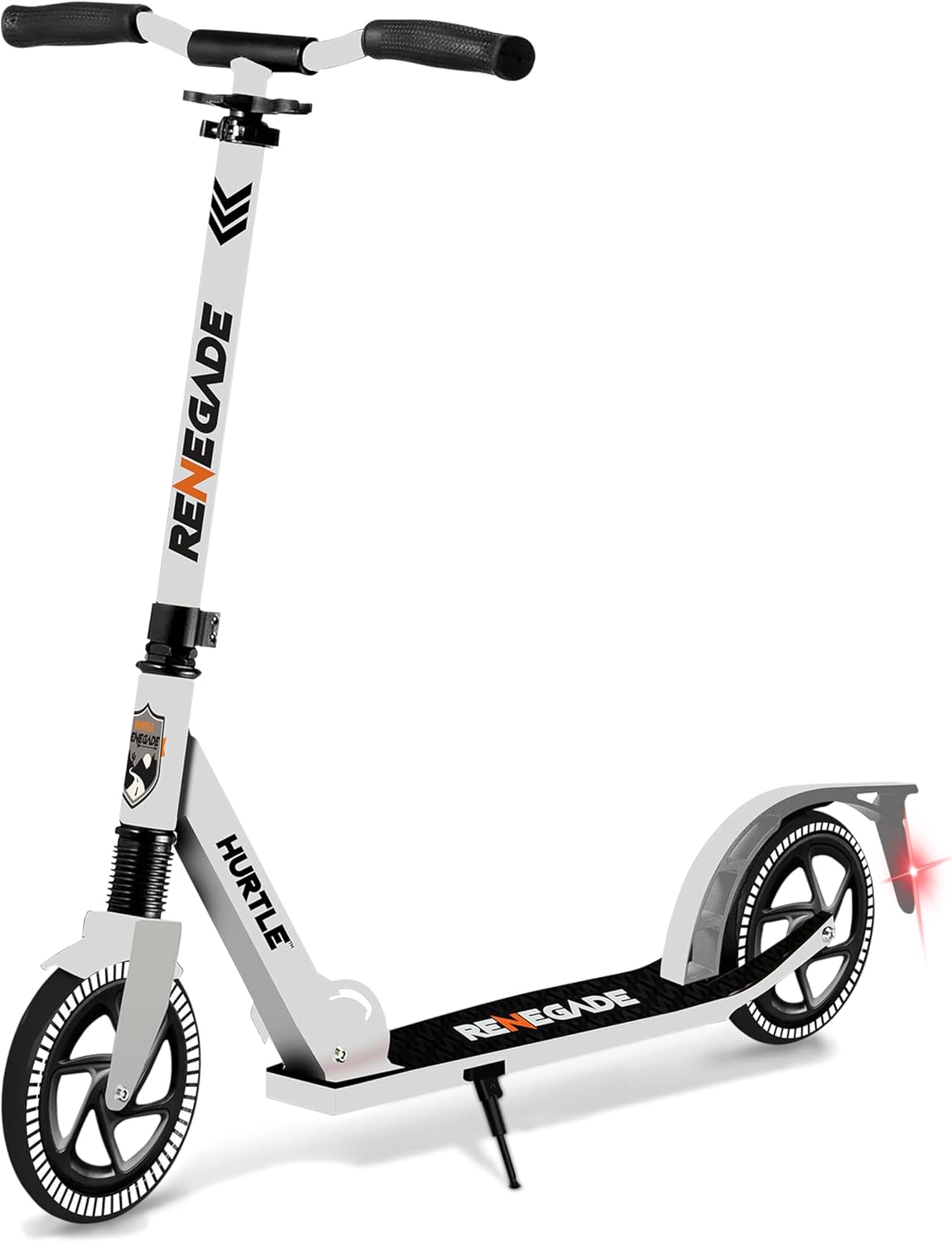 Hurtle Renegade Kick Scooter for Kids, Teenagers & Adults - 2-Wheel Folding Scooter with Adjustable T-Bar Handlebar - Alloy Anti-Slip Deck