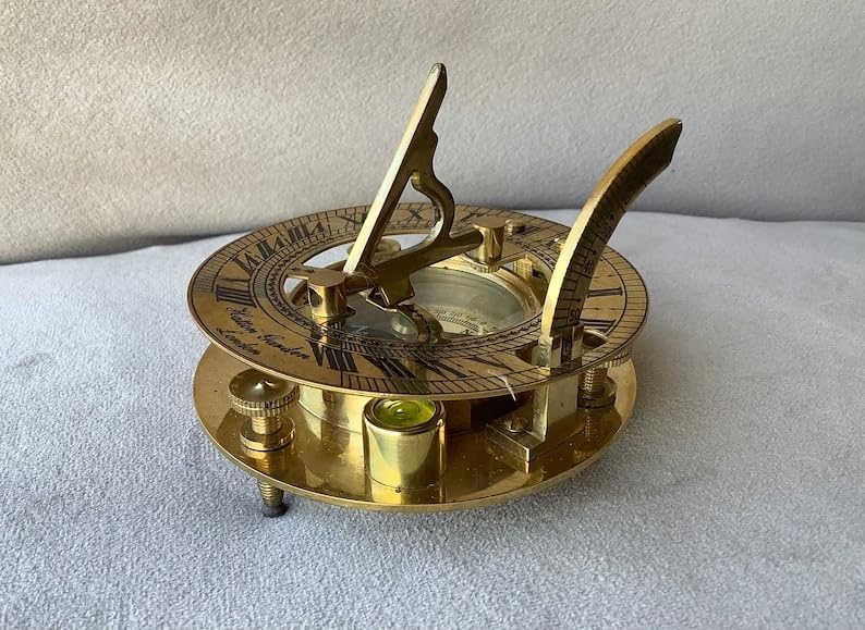 Solid Brass Sundial and Compass