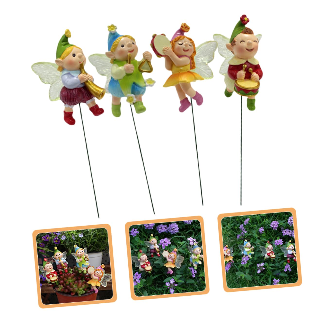 TOYANDONA 4 Sätze Teiliges Figuren Harz Für Bonsai Und Garten Dekoration Wetterfeste Gartenstecker Für Blumentöpfe Für Feengärten Und Feierlichkeiten 4 Stück * 4