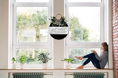 Miniatura 5 de Letrero colgante redondo de madera rústica para puerta delantera, decoración de porche para casa de campo, al aire libre, hogar, vacaciones, puerta