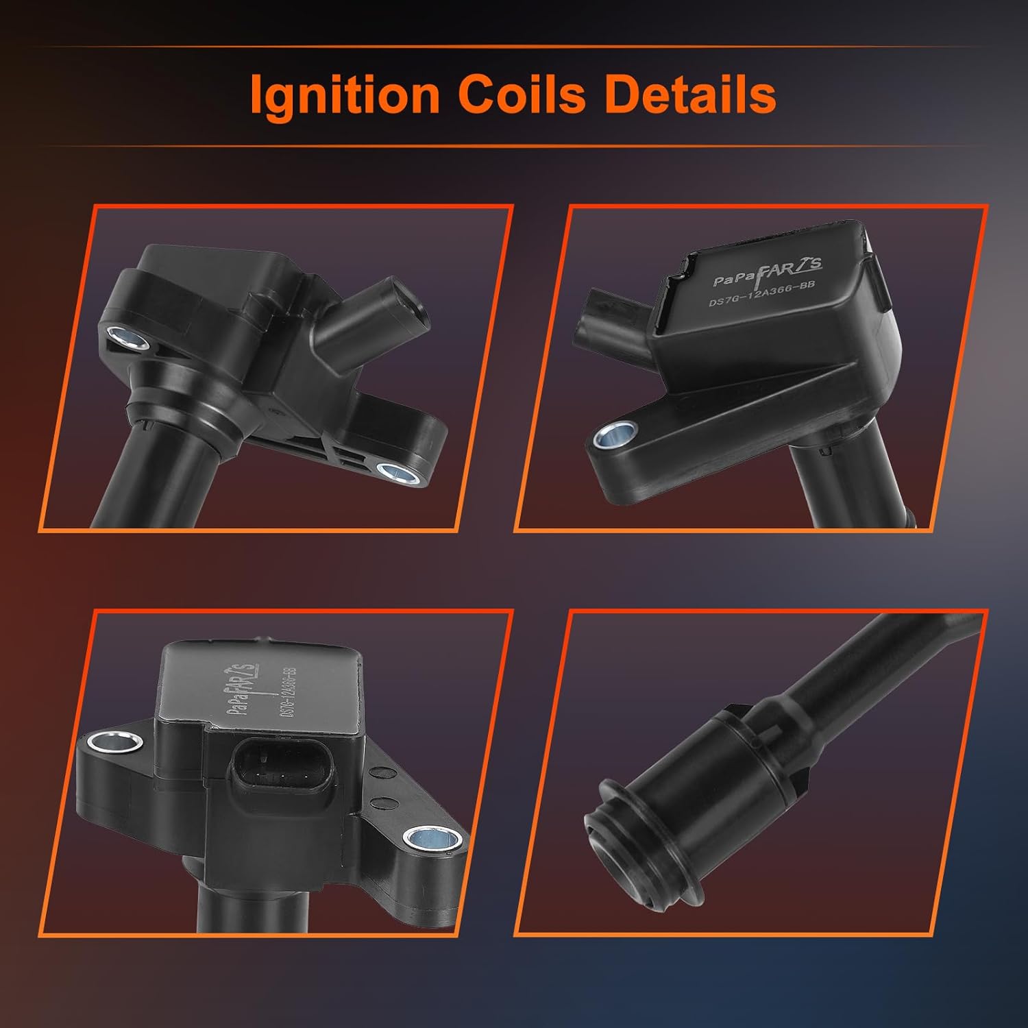 PAPAPARTS Set of 4 Ignition Coil Packs UF735 Compatible with 2017-2019 Ford Escape, 2014-2019 Ford Fusion L4 1.5L