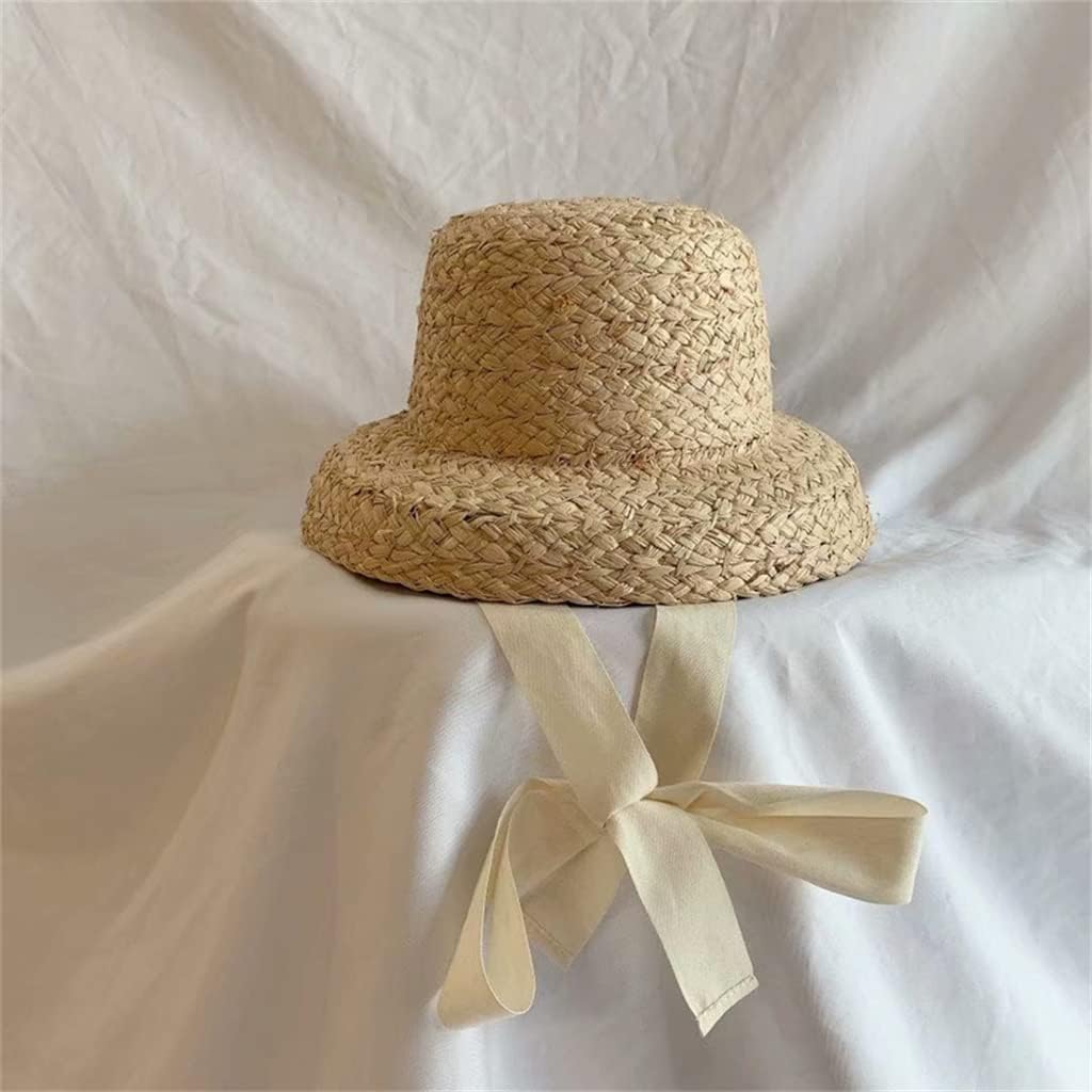 Girls Fashion Large Brim Woven hat Kids Beach Sunhats