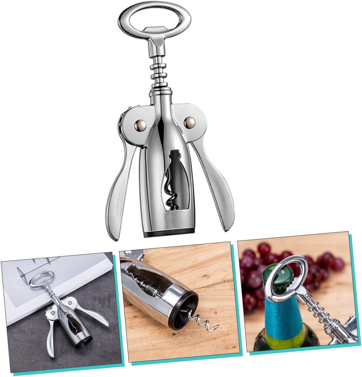 VOSAREA Corkscrew Wine Bottle Opener Non-Stick Worm Heavy Duty Red Wine Opener for Home and Restaurant Compact Foil Cutter Included