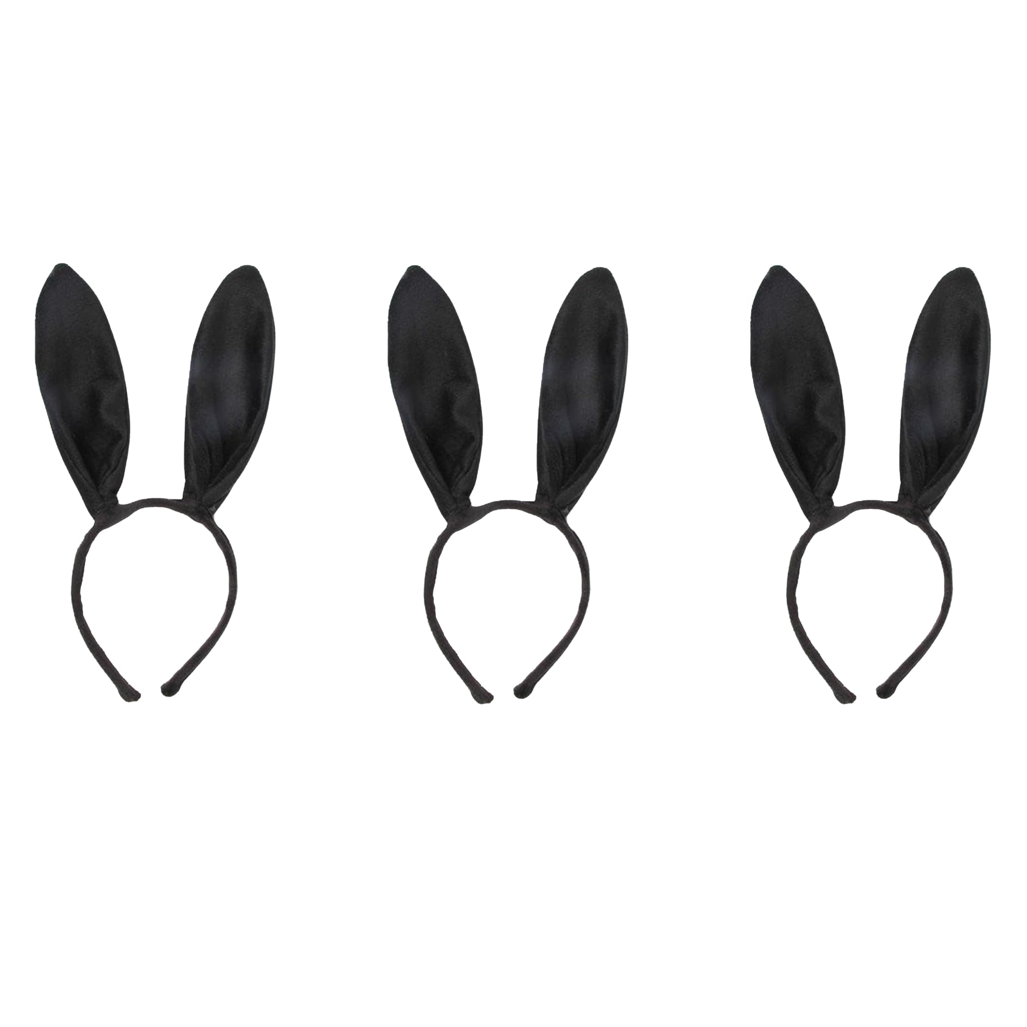 FUN FABLES Bendable Rabbit Ears Headband – Fluffy Bunny Ears for Adults – Easter, Fancy Dress, Cosplay & Animal Costume Accessory (3, Black, One Size)