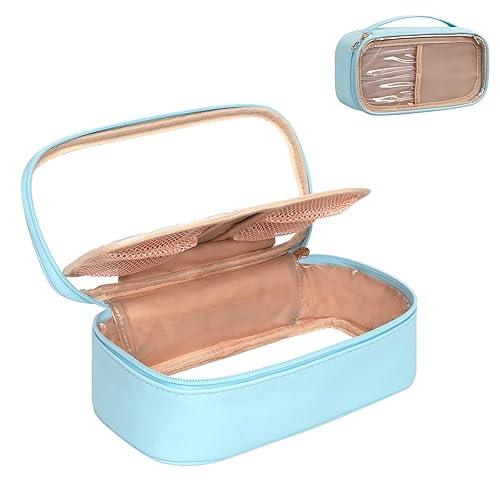 Miniatura 9 de CHEAL Bolsa de maquillaje transparente, organizador portátil de almacenamiento para cosméticos, bolsa de viaje linda para mujeres y niñas, bolsas de