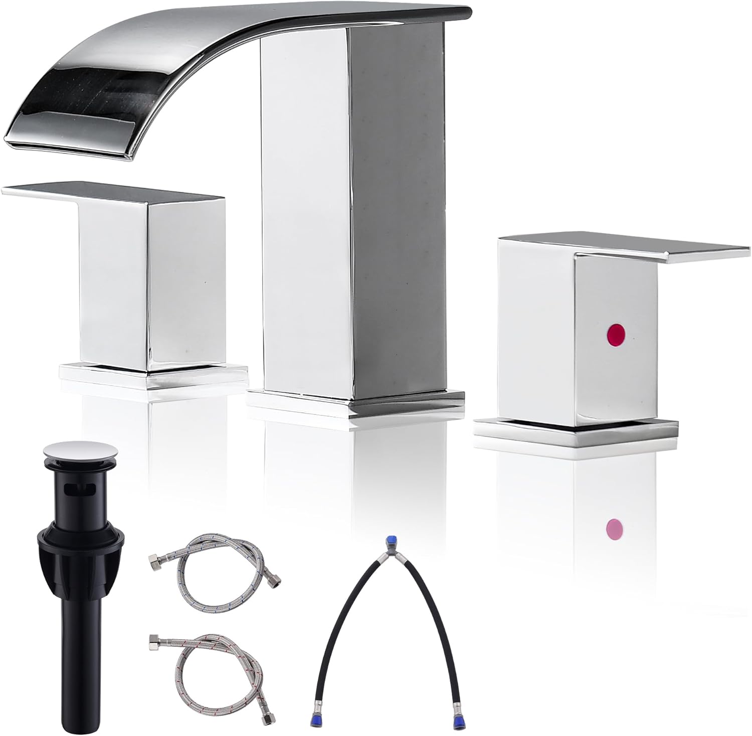 BRAVEBAR Chrome Bathroom Faucet 3 Holes - 8Inch Widespread Bathroom ...