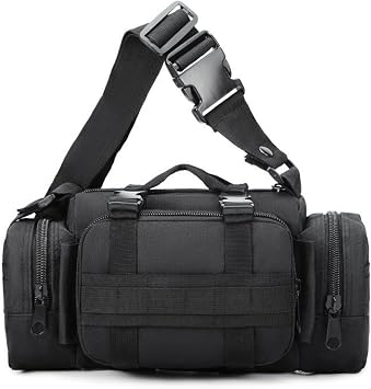 Tactical Duffle Bag, Molle Waterproof Fanny Pack with Adjustable Shoulder Strap Hand Carry Black