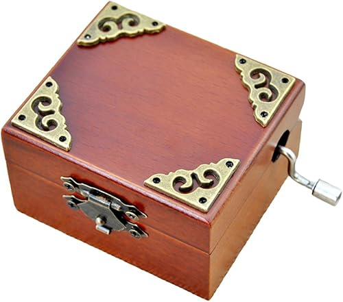 Miniatura 6 de FnLy Caja musical de madera con manivela de encaje antiguo de 18 notas con movimiento chapado en oro, caja de regalo de música, caja de música You