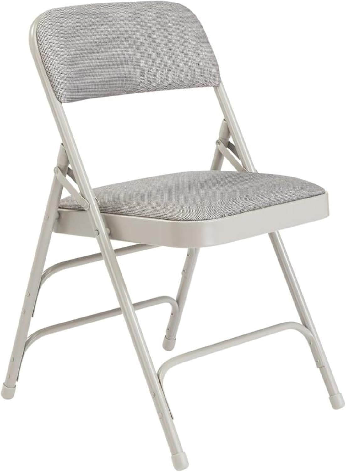 2300 Series Deluxe Fabric Upholstered Triple Brace Double Hinge Premium Folding Chair, Greystone (Pack of 4)