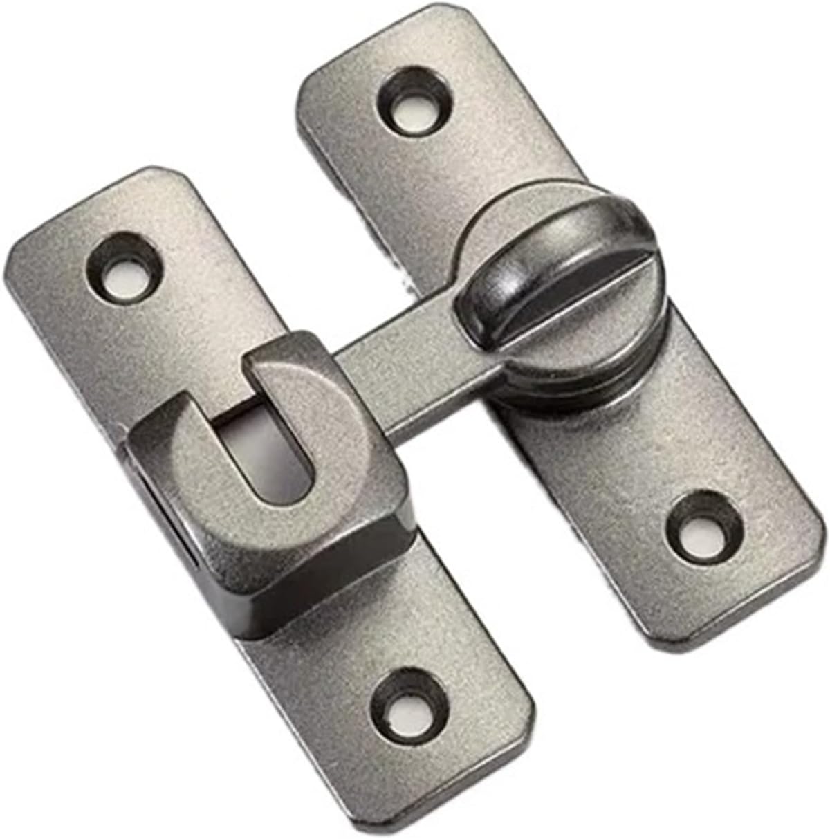 4/1set Stainless Steel Hook Latch Window Drawers Cabinet Locks 90 Degree Barn Door Latch Bolt Hook Sliding Gate Buckles Hardware(Silver,4set)