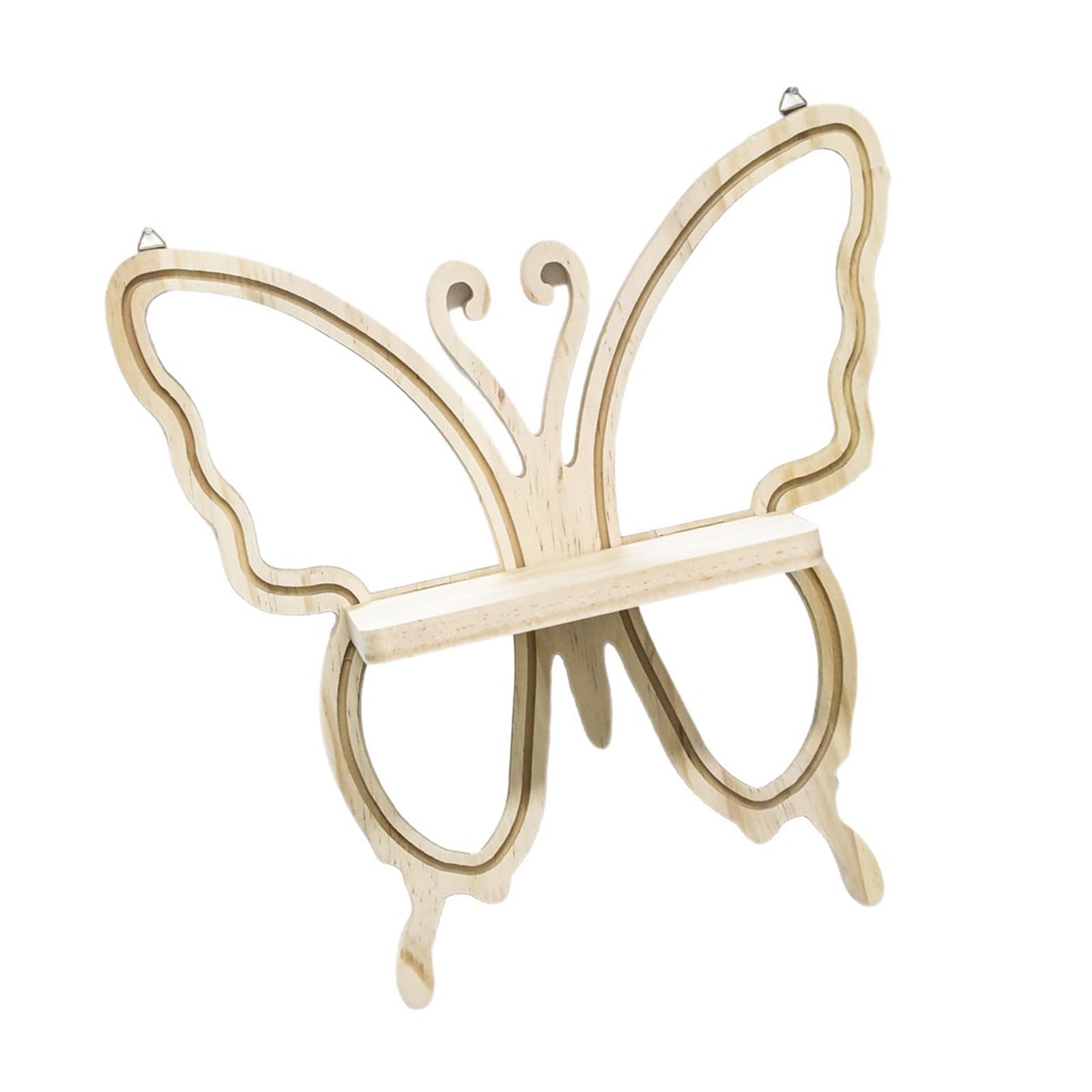 TQUXNGA Wall Shelf with Mirrour Walled Mounted Floating for Plant Figurines Display Walled Wood Storage Shelves Decors Butterfly