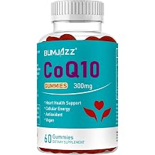 60 Counts CoQ10 Gummies 300mg High Absorption - Raspberry Flavored - Non-GMO - Gluten-Free - Coenzyme Q10 Gummy