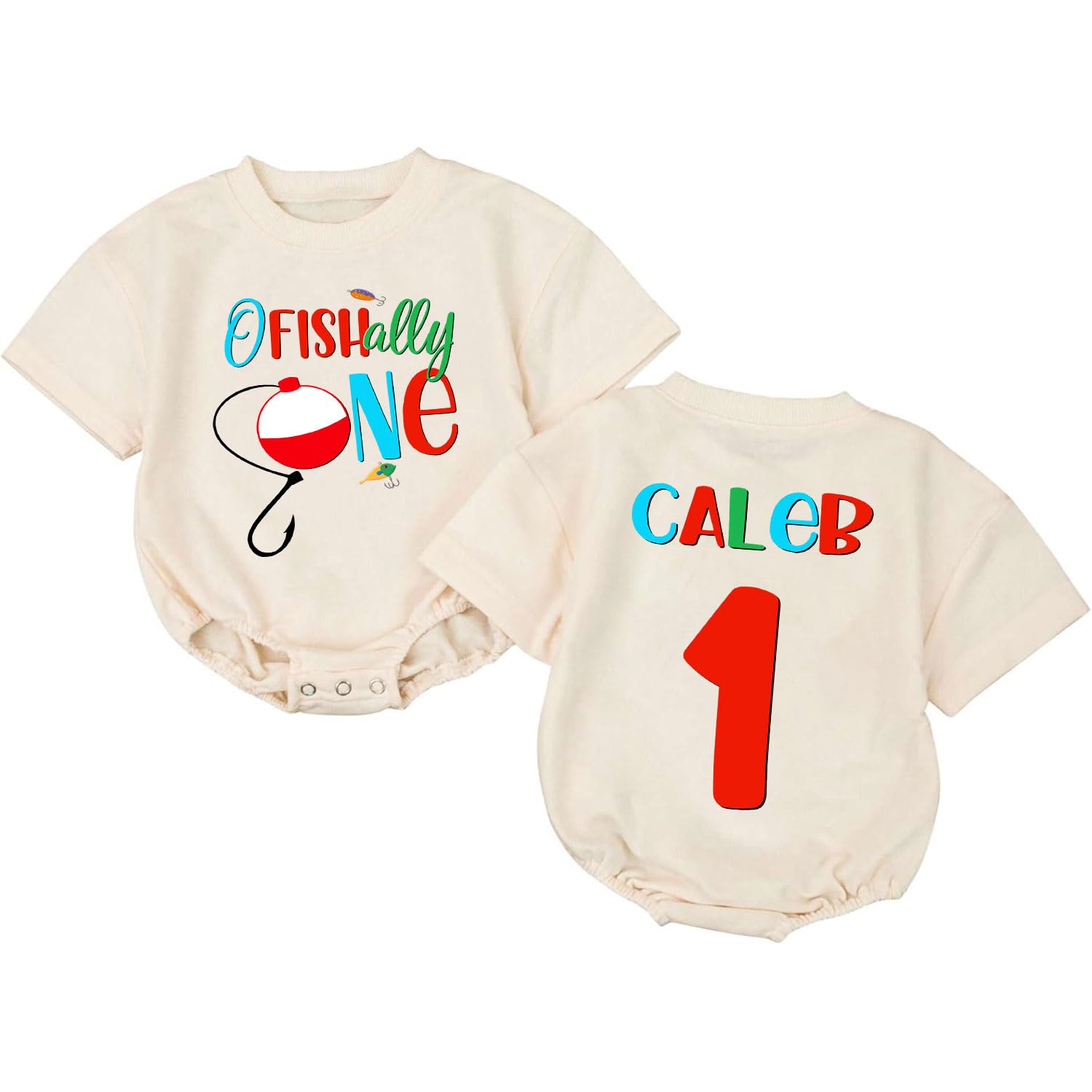 Custom Ofishally One Birthday Bubble Romper, Ofishally Fishing Birthday Outfit For Boy, 1st Bday Short Sleeve Romper, 1st B'day Clothes Boy, Birthday Boys Outfits 1 Year Old, Gifts One Year Old
