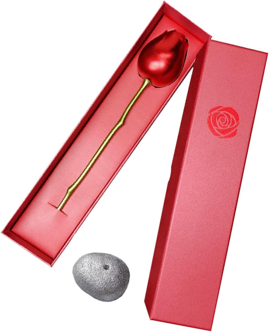 UPKOCH Creative Rose Jewelry Box with Lifelike Flower Design Red Ring Container with Protective Cover Unique Gift for Female Wedding Ceremony and Anniversary Storage