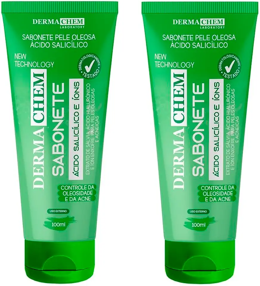 Sabonete Ácido Salicílico Dermachem Kit 2 Unidades - Pele Oleosa, Oil Control, Limpeza Profunda, 100ml Cada