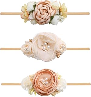 mligril Baby Girl Floral Headbands Set - 3pcs Flower Crown Newborn Toddler Hair Accessories