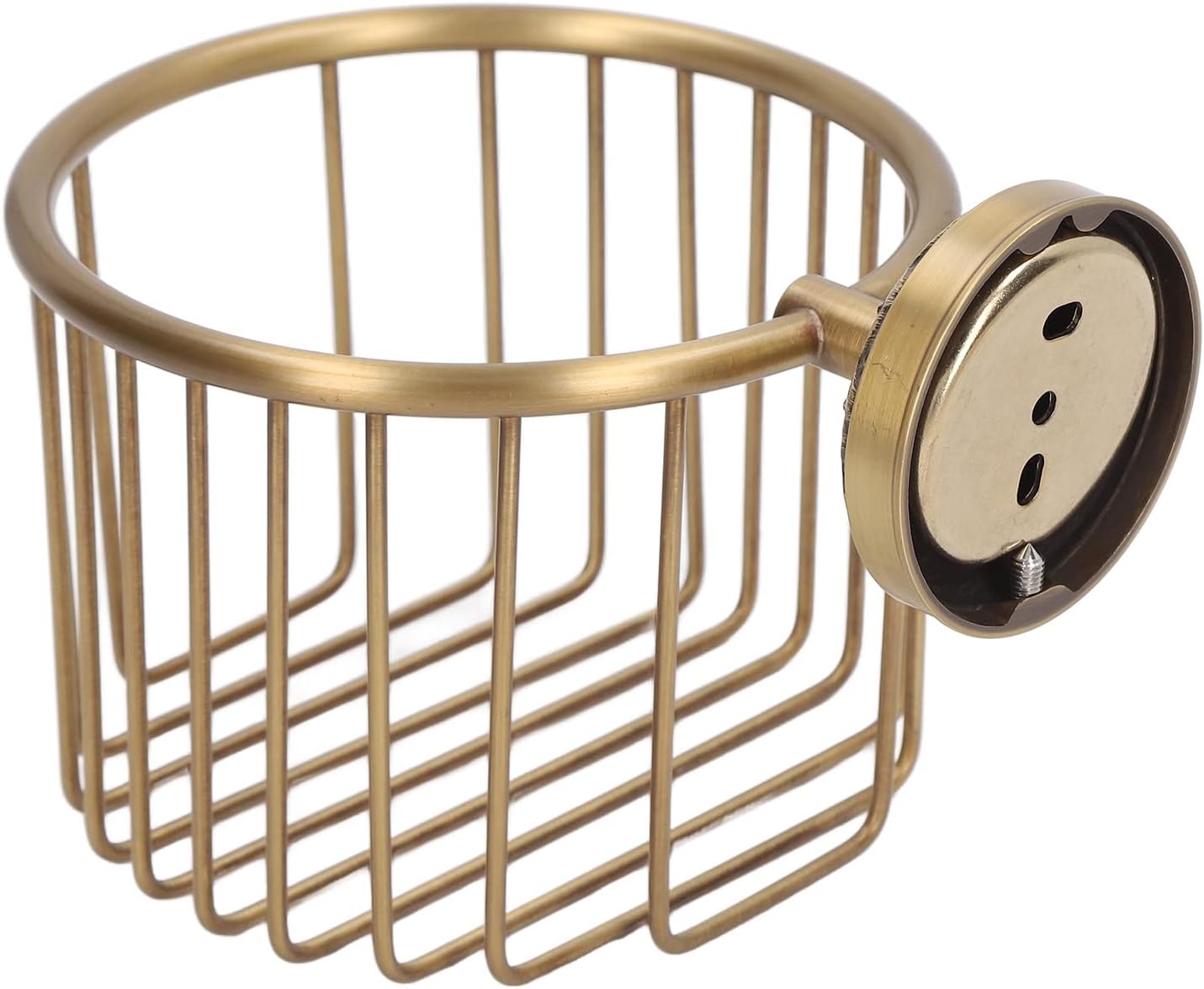 Vintage Toilet Paper Holder Wall Mounted Bathroom Roll Tissue Wire Basket, Antique Brass