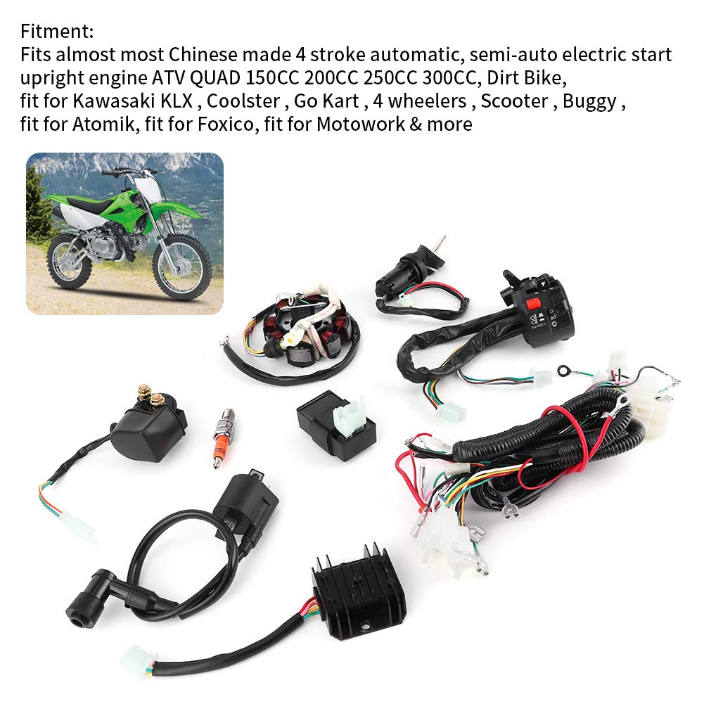 Kit cablaggio ATV, cablaggio cablaggio elettrico Loo_m Kit statore CDI per 150CC 200CC 250CC 300CC ATV QUAD