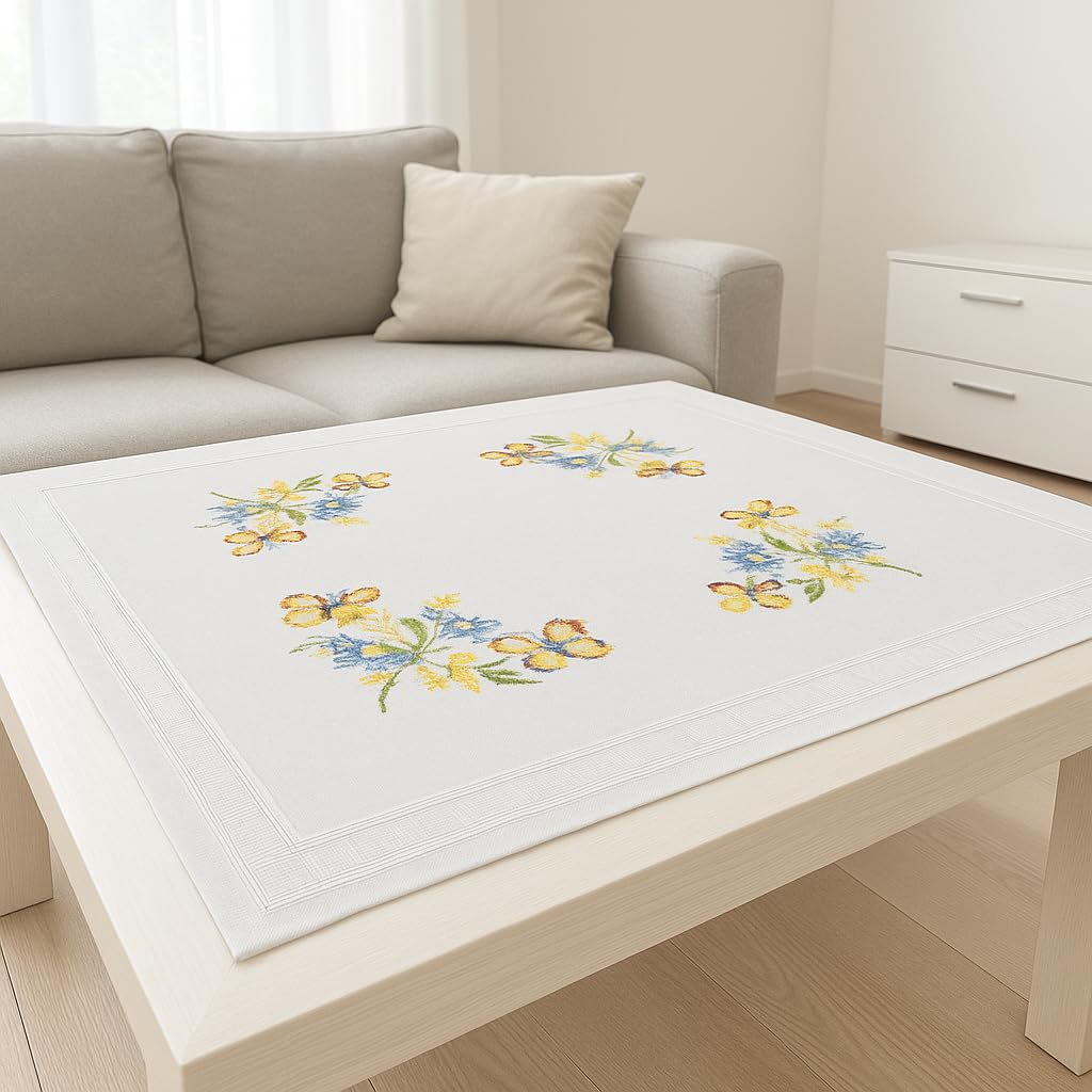 KAMACA Set da ricamo a punto croce, motivo: animali, prestampati, con filo da ricamo e istruzioni per ricamo fai da te per adulti (farfalle 80 x 80 cm)