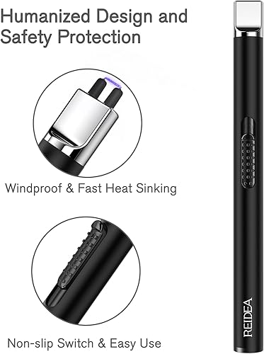 Miniatura 3 de REIDEA Encendedor eléctrico S4, encendedor de velas recargable por USB con interruptor de seguridad, portátil, sin llama, de calor rápido,