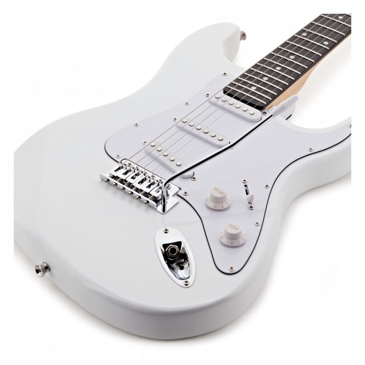 Gear4music Dimensione completa Chitarra elettrica serie LA con accessori, bianco