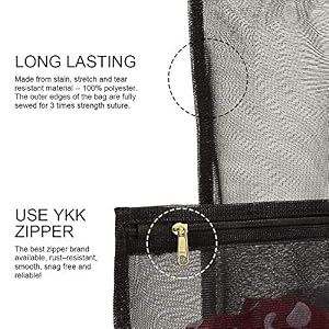 TENRAI Delicates Laundry Bags Bra Fine Mesh Wash Bag for Underwear Lingerie Bra Pantyhose Socks Use YKK Zipper Have Hanger Loops Black 1 Large 1 Medium