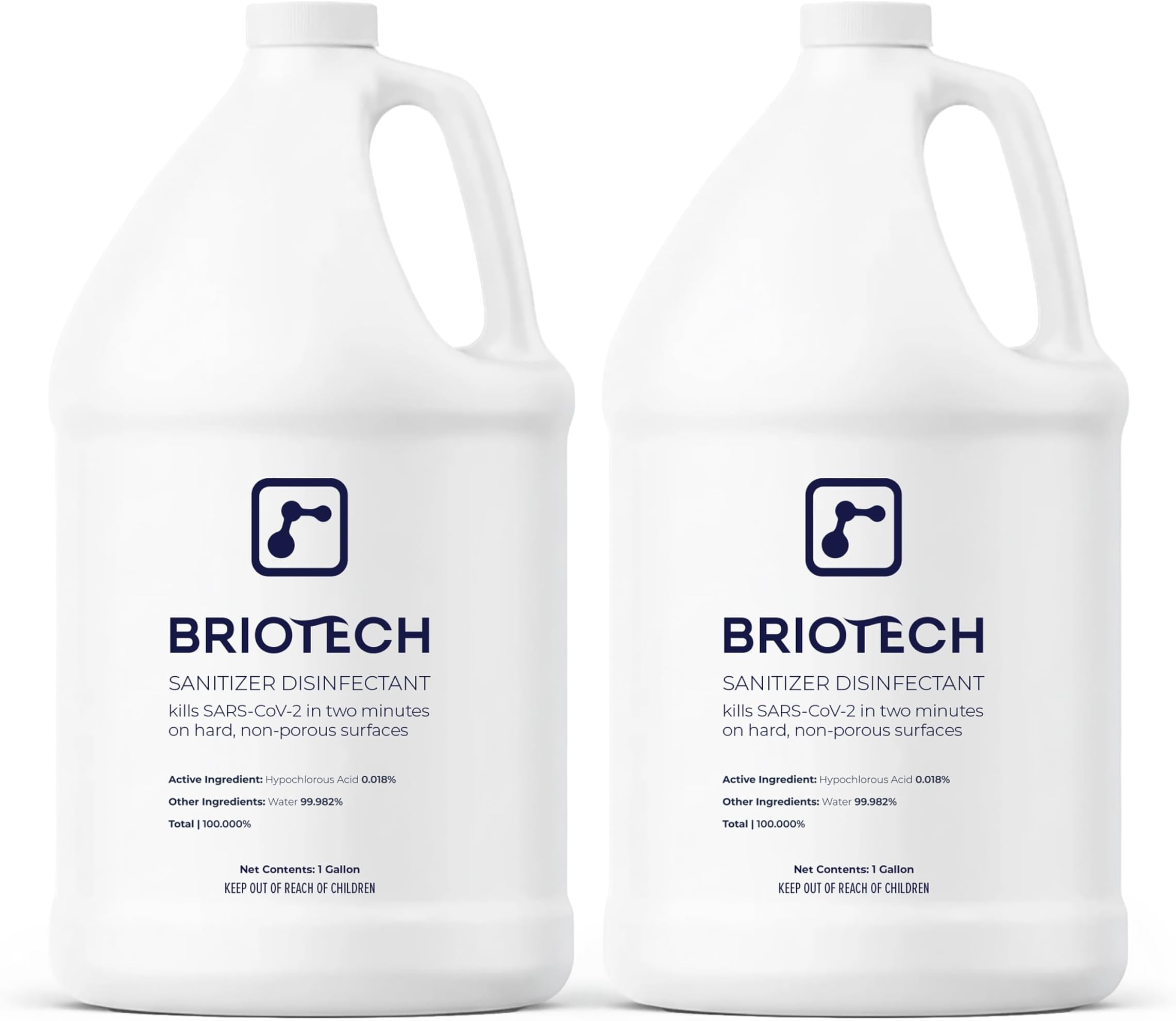 BRIOTECH Sanitizer Disinfectant, Hypochlorous Acid, Refill, 1 Gal, 2-Pack | Kills 99.99% of viruses, bacteria, control mold, eliminates odor, gentle for nursery, play rooms, food contact surfaces