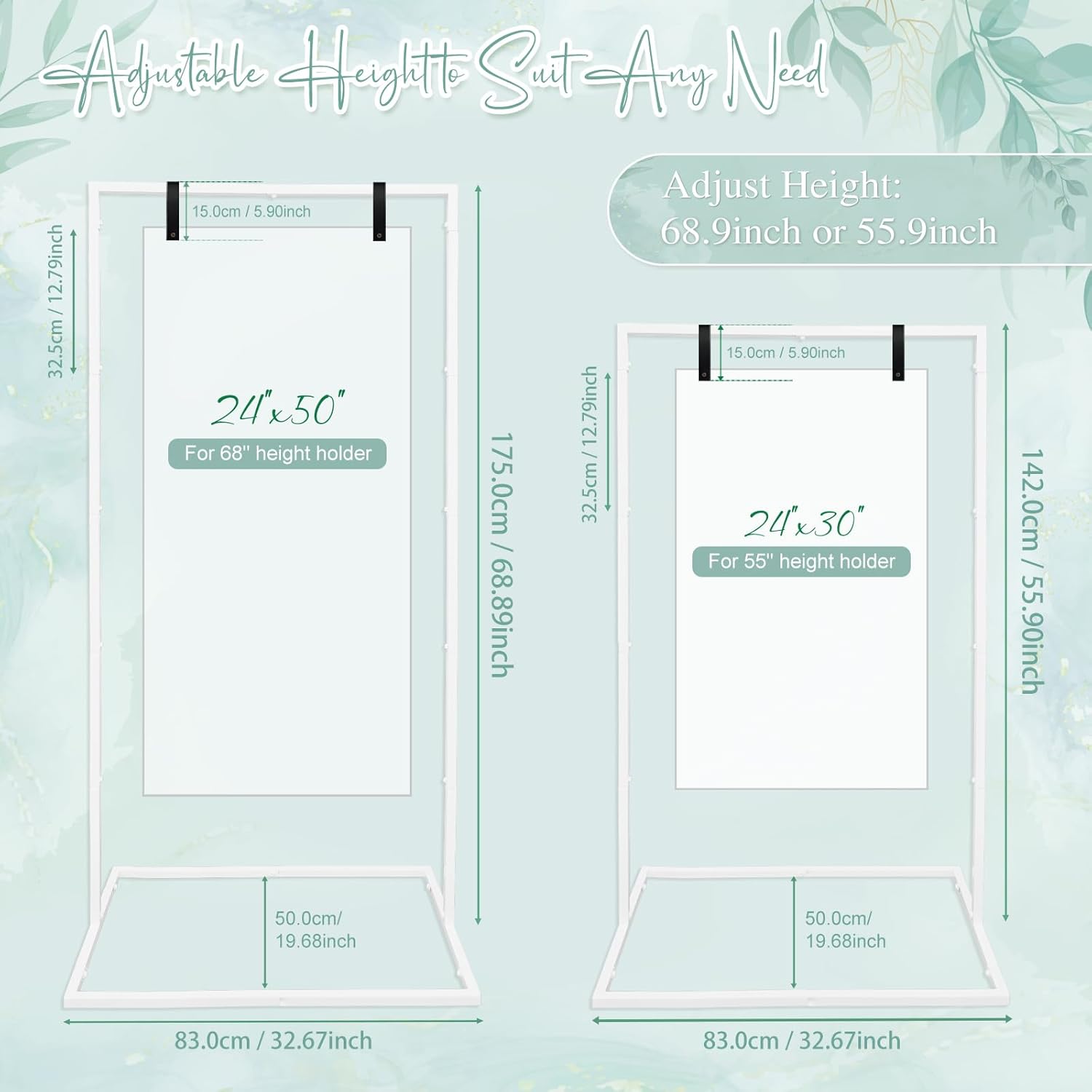 OurWarm White Wedding Welcome Sign Holders Stand, Adjustable Welcome to Our Wedding Sign Holder, 68.9'' Metal Easel Stand for Wedding Signs, Birthday, Baby Shower, Gender Reveal, Business Activities