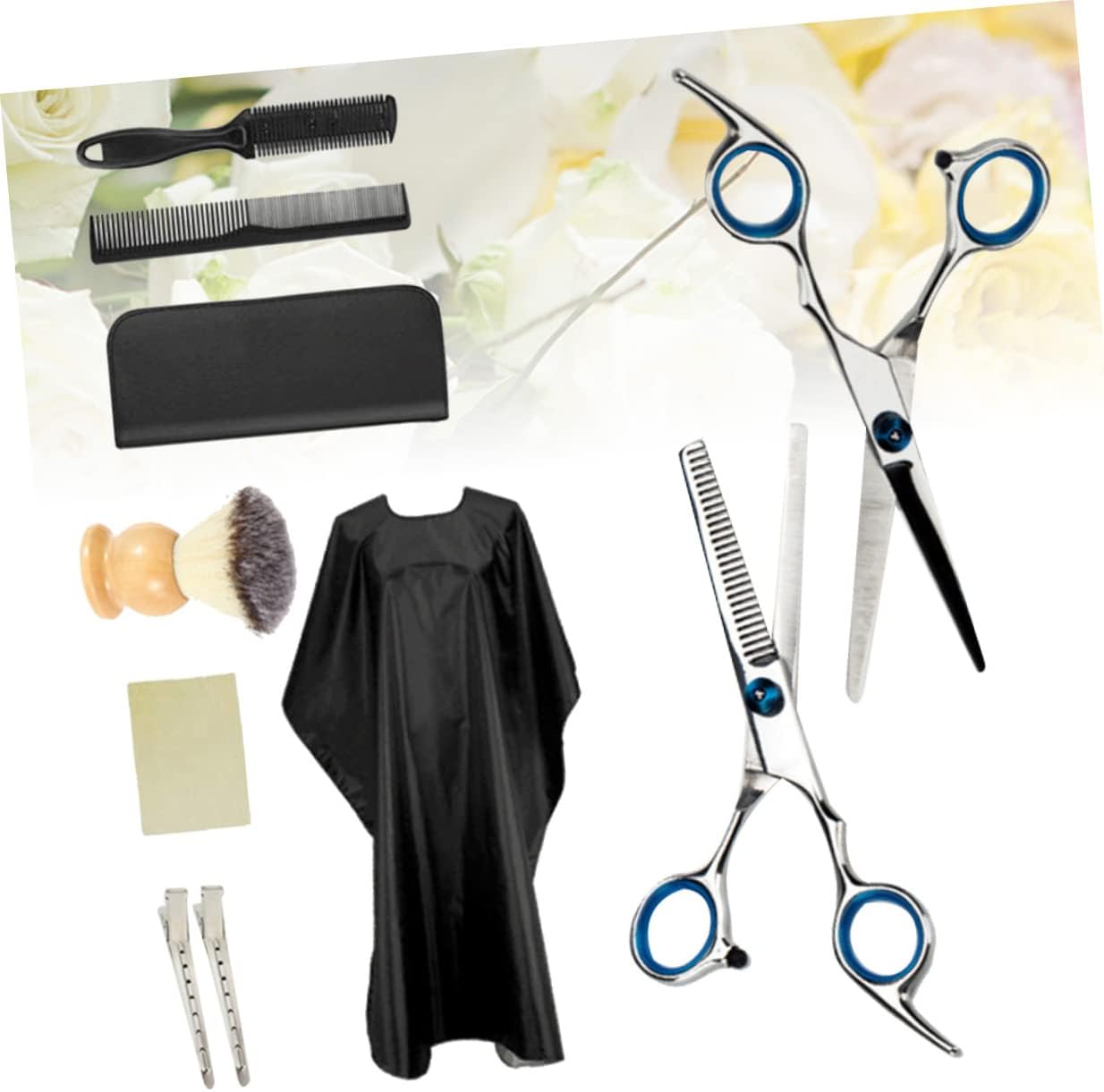 1 Set Hairdressing Scissors Professional Styling Tools for Salon Home Use Includes Straight Teeth Cut Scissors Comb Wipe Cloth Apron Beard Brush Storage Bag