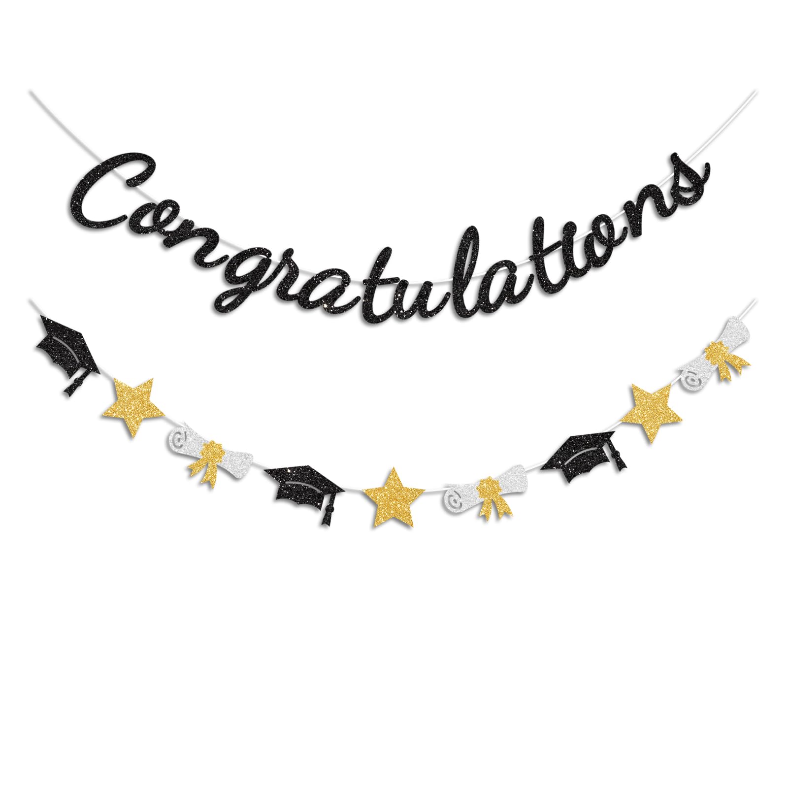 Vofrise Congratulations Banner Black and Gold Graduation Decorations Class of 2026 Prestrung Congrats Grad Banner for Middle School High School
