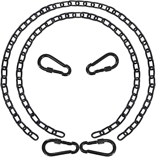 2 Pack 83in Hanging Swing Chain with 4 Carabiners, 660LB Capacity Hanging Kits Heavy Duty Hanging Chair Hardware for Hammock Swing Hanging Chair Punching Bags Sandbag Indoor Outdoor Yoga Gym (Black)