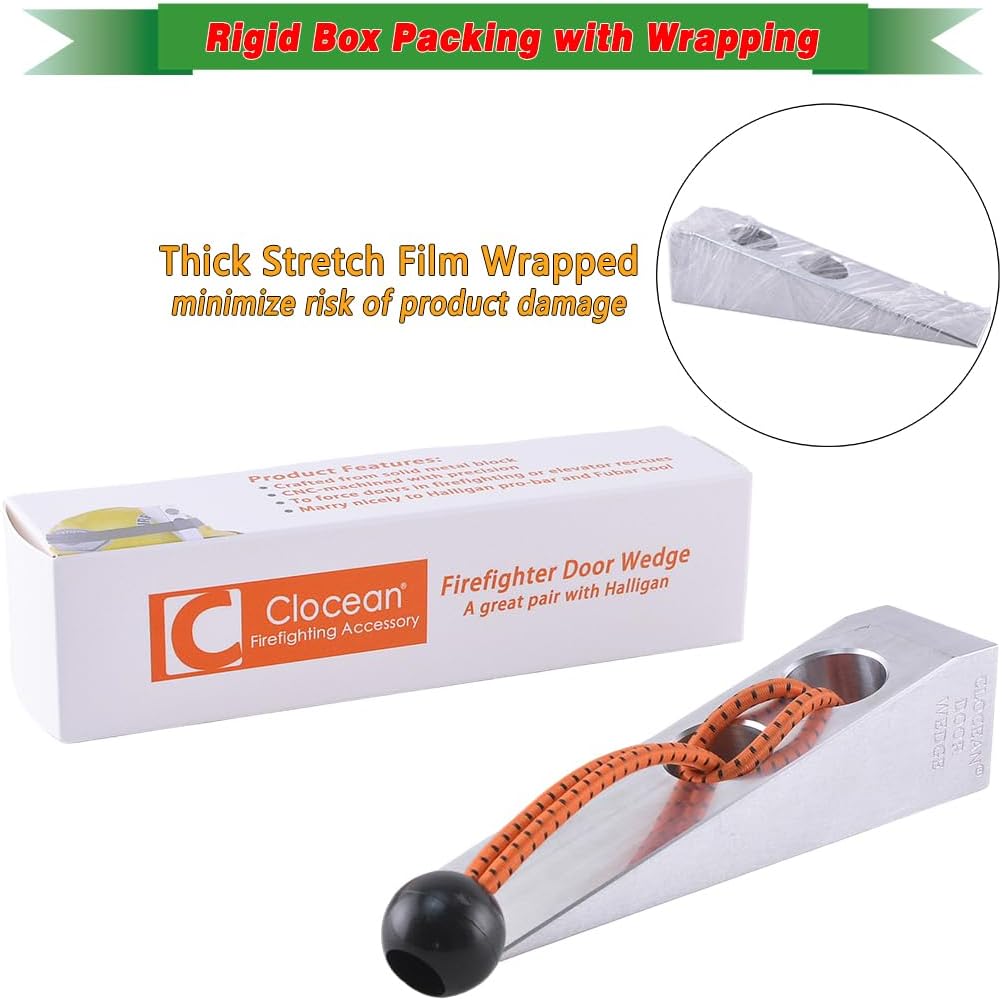 Firefighter Aluminum Wedge with Bungee Cord, Durable and Handy Firefighting Wedge, Metal Firefighter Door Wedge to Pair Great with Halligan or FuBar Tool, Made of 6061-T6 Aluminum